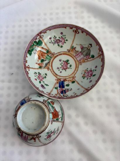China. 
A small stock bowl and two saucers...