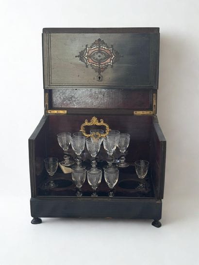 Napoleon III period liqueur cellar in blackened...