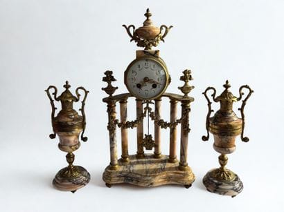 Louis XV style marble and gilt bronze mantelpiece,...