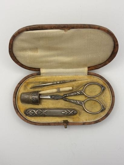925 thousandths silver sewing set including...