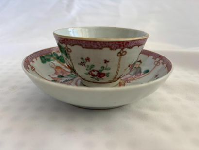 China. 
A small stock bowl and two saucers...