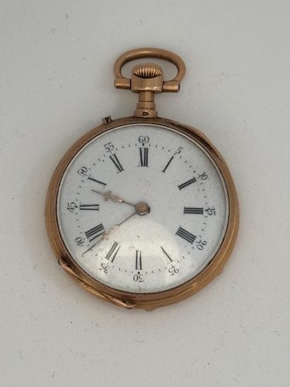 Pink gold 750 thousandths collar watch, horsehead...