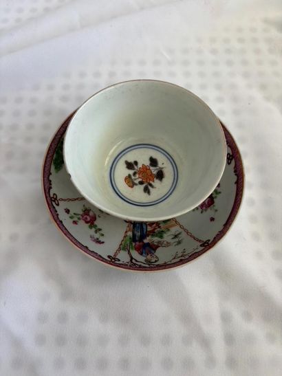 China. 
A small stock bowl and two saucers...