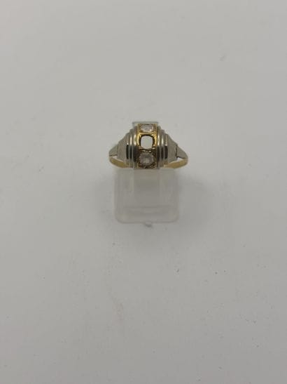 750 thousandths gold ring with two white...