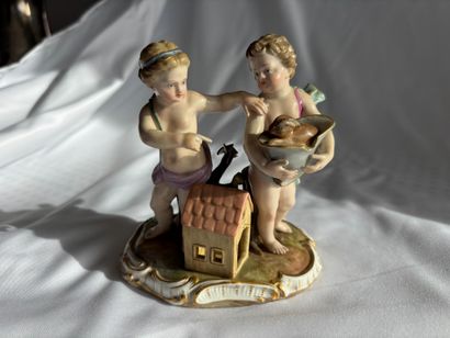 MEISSEN. 
Group depicting two young children,...