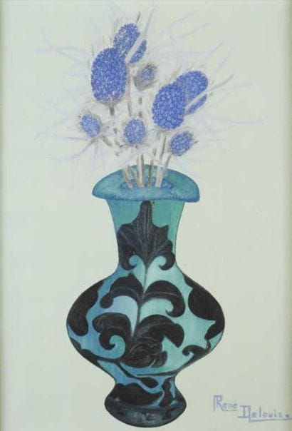 DELOUIS R. (XX-XXI ème siècle)
Vase aux panicauts,...