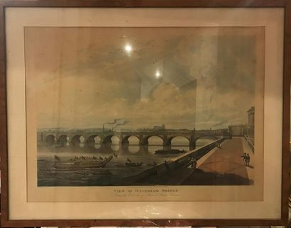 ECOLE ANGLAISE 
View of Waterloo Bridge 
Southwark...