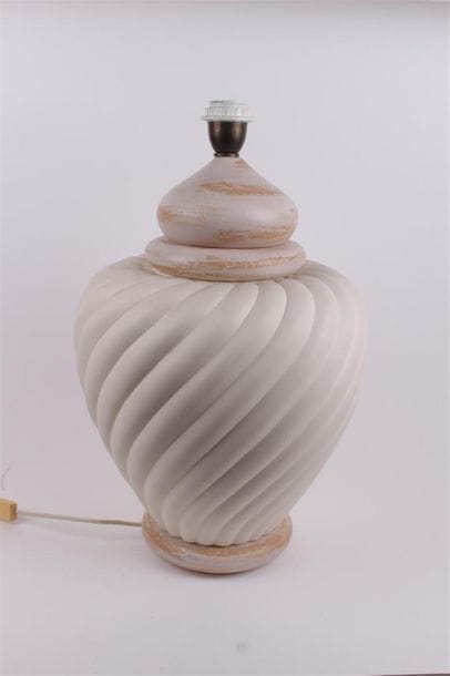 PIED DE LAMPE à côtes torses H. 50 cm 
