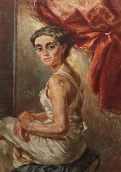 Colette ROCHE (XXe) 
Jeune femme à la robe...