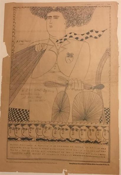 REPRODUCTION du dessin du pont neuf par Christo....