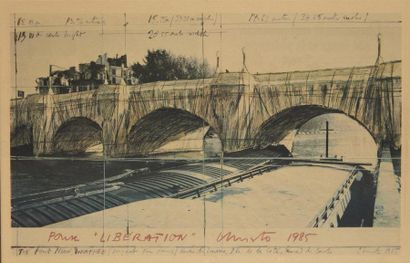 REPRODUCTION du dessin du pont neuf par Christo....