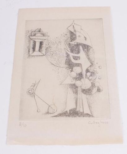 D'après C. SEGHERS 
Composition 
Gravure...
