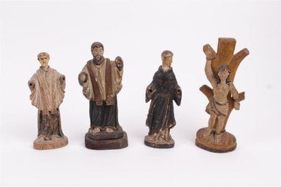 LOT de quatre sujets en bois, stuc doré et...