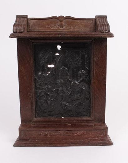 PLAQUE en cuivre présentant La nativité dans...