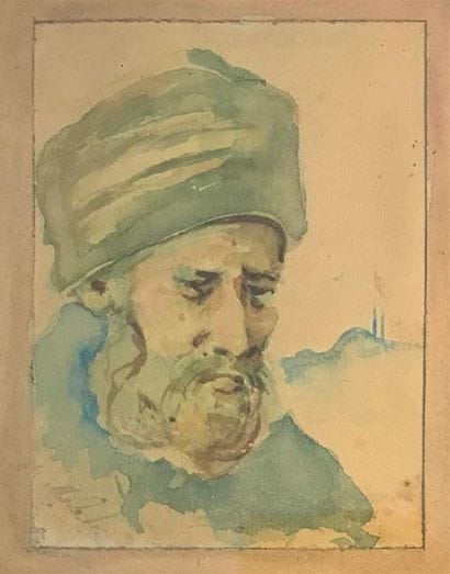 ECOLE DU XXe siècle 
Portrait de slave 
Aquarelle...