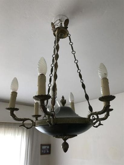 LUSTRE en tôle style Empire 
D. 50 cm 