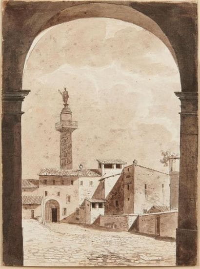 Ecole francaise vers 1800
Vue d'italie
Crayon...