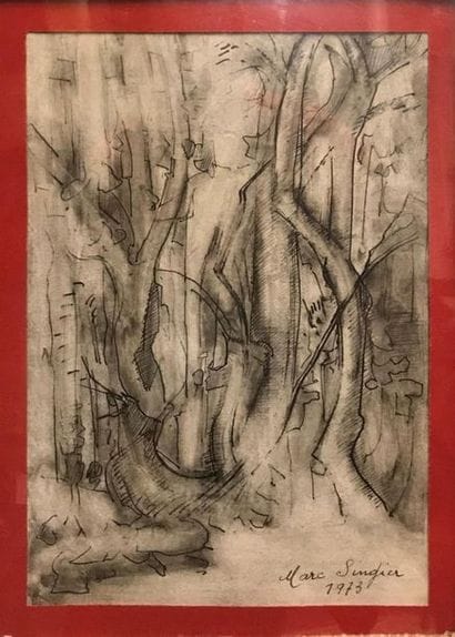 Marc SINGER (XXe) 
Les arbres 
Dessin à l'encre...