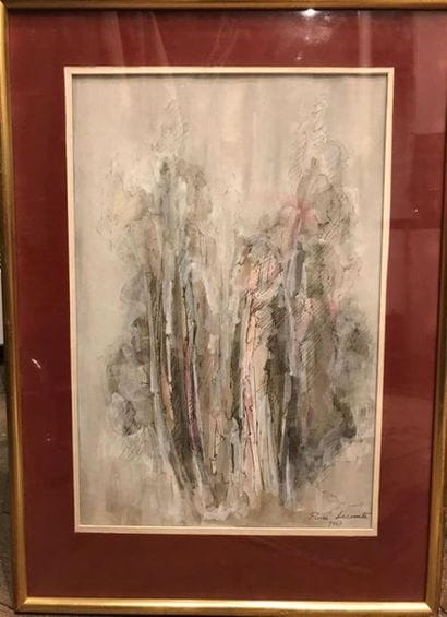 Pierre LECOMTE (XXe) 
Arbres 
Aquarelle 
Signé...