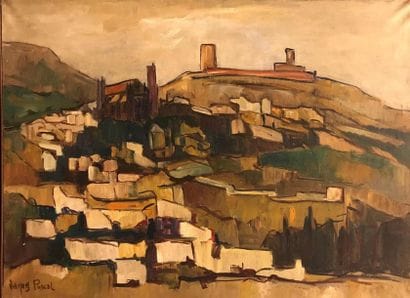 WEQUES (?) Pascal (XXe) 
Vue de village provencal...