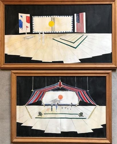 ECOLE MODERNE 
Hommages 
Deux aquarelles,...