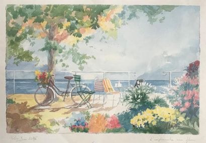 AFFICHE encadrée 
L'esplanade aux fleurs...