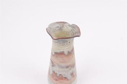 VERRE de fouille 
H. 14,5 cm 
Egrenures 