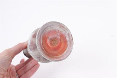 VERRE de fouille 
H. 14,5 cm 
Egrenures 