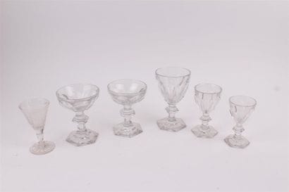 ENSEMBLE comprenant : 
CINQ VERRES à pieds...