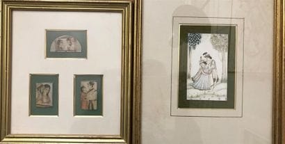 Deux pièces encadrées dans le goût des miniatures...