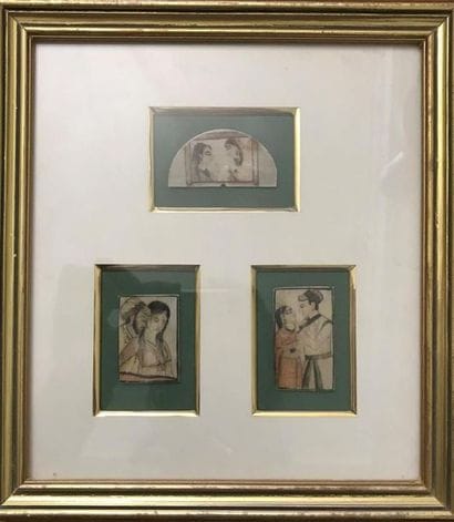 Deux pièces encadrées dans le goût des miniatures...
