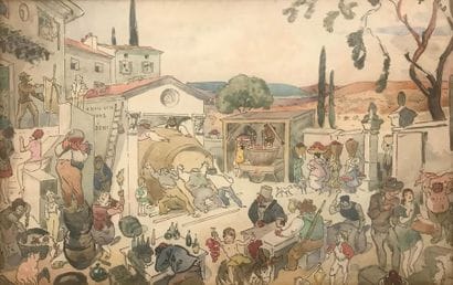 ECOLE MODERNE
Scènes animées
Deux aquarelles...