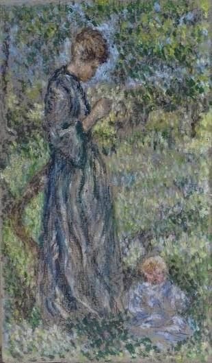 ECOLE MODERNE 
Femme et enfant au jardin...