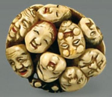 Manju ryusa en ivoire polychrome formé par...