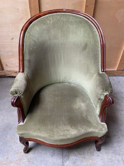 BERGERE en acajou et placage d'acajou mouluré,...