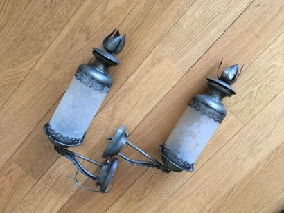 PAIRE D'APPLIQUES de forme cylindrique en...