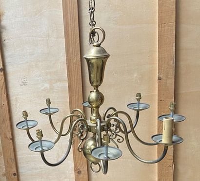 LUSTRE hollandais en laiton à huit bras de...