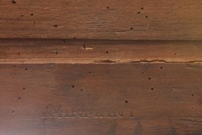 Secretary in solid walnut with doucine. It...
