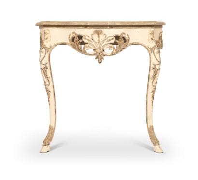 Pair of consoles in painted wood with openwork...