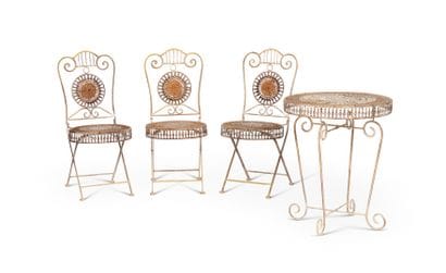Wrought iron and wicker garden furniture...