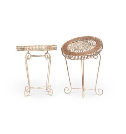 Wrought iron and wicker garden furniture...