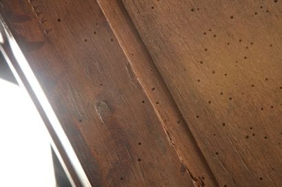 Secretary in solid walnut with doucine. It...