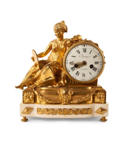 Gilt bronze Prudence clock, the base with...