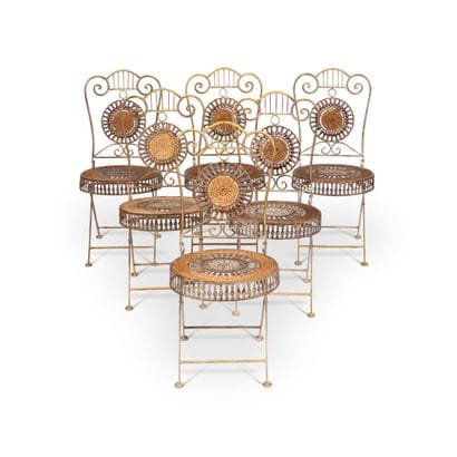 Wrought iron and wicker garden furniture...