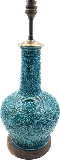 Vase en céramique émaillée turquoise dans...