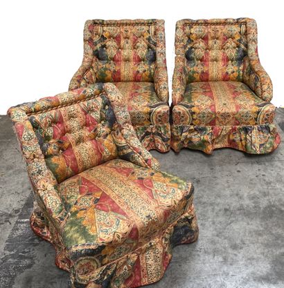 Mobilier de salon confortable en tissu polychrome...