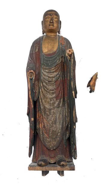 Japon, XVIIIe siècle 
Bouddha debout en bois...