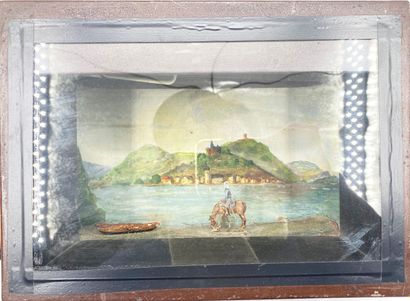 Diorama représentant un cavalier au bord...