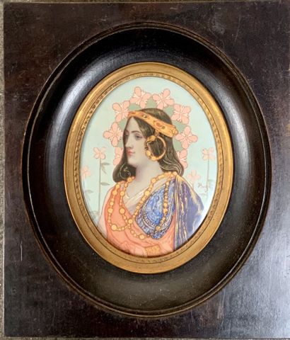 Miniature with polychrome painted decoration...