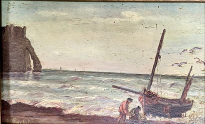 Modern school
Cliff of Etretat
Oil on panel...